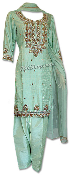  Light Green Jamawar Suit  | Pakistani Dresses in USA- Image 1