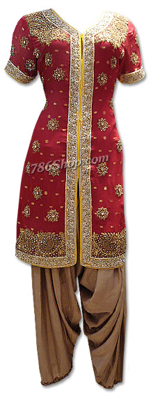  Maroon/Brown Chiffon Suit | Pakistani Dresses in USA- Image 1