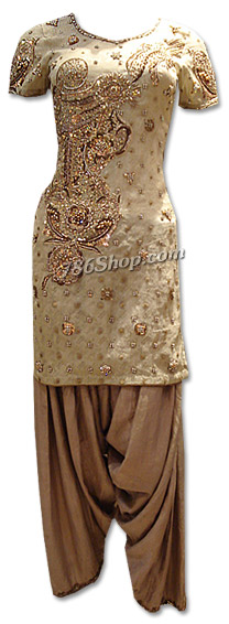  Light Brown Jamawar Suit  | Pakistani Dresses in USA- Image 1