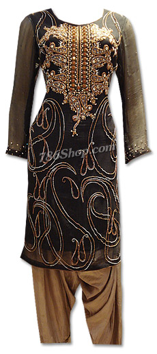  Black/Brown Chiffon Suit | Pakistani Dresses in USA- Image 1