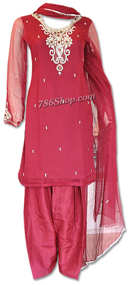  Maroon Crinkle Chiffon Suit | Pakistani Dresses in USA- Image 1