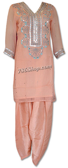  Peach Crinkle Chiffon Suit | Pakistani Dresses in USA- Image 1