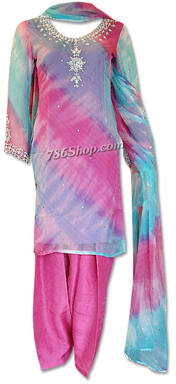  Crinkle Chiffon Tie and Dye Suit | Pakistani Dresses in USA- Image 1