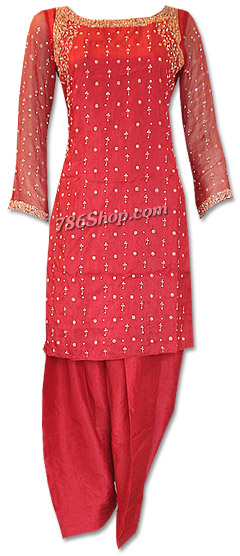  Red Silk Suit | Pakistani Dresses in USA- Image 1
