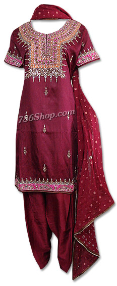  Maroon Jamawar Suit | Pakistani Dresses in USA- Image 1