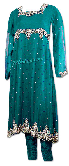  Sea Green Chiffon Anarkali Suit | Pakistani Dresses in USA- Image 1
