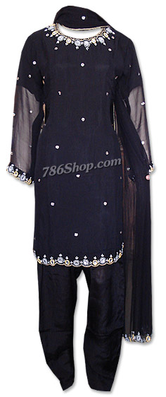  Black Chiffon Suit | Pakistani Dresses in USA- Image 1