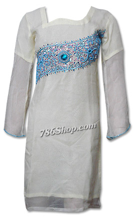  Cream Chiffon Suit | Pakistani Dresses in USA- Image 1