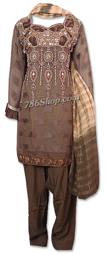  Brown Chiffon Suit | Pakistani Dresses in USA- Image 1