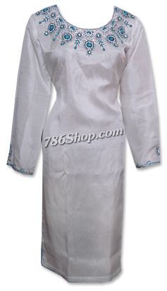  White Raw Silk Suit | Pakistani Dresses in USA- Image 1