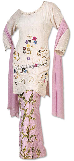  Pink Chiffon Trouser Suit | Pakistani Dresses in USA- Image 1