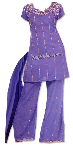  Purple Georgette Trouser Suit | Pakistani Dresses in USA- Image 1