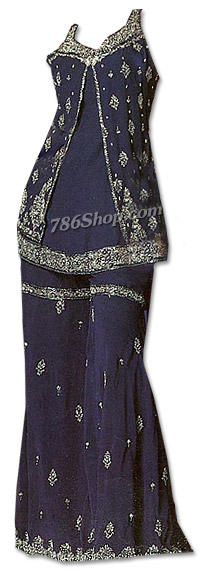  Navy Blue Chiffon Suit | Pakistani Dresses in USA- Image 1