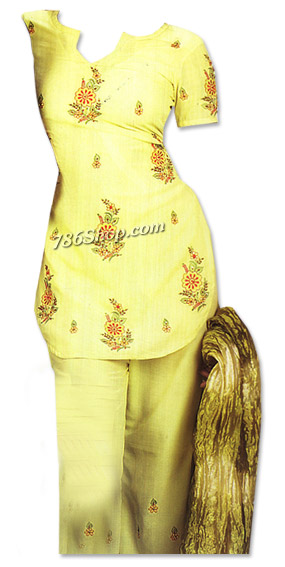  Yellow Georgette Trouser Suit | Pakistani Dresses in USA- Image 1