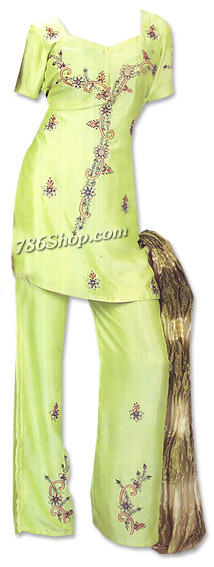  Light Green Georgette Trouser Suit | Pakistani Dresses in USA- Image 1