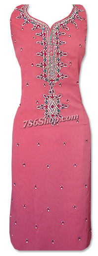  Hot Pink Crinkle Chiffon Suit  | Pakistani Dresses in USA- Image 1