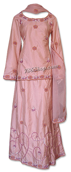  Skin Silk Lehnga | Pakistani Wedding Dresses USA- Image 1