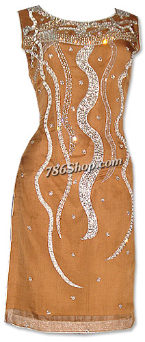  Rust Orange Crinkle Chiffon Suit | Pakistani Dresses in USA- Image 1