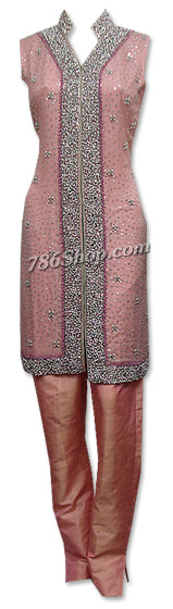  Tea Pink Crinkle Chiffon Suit  | Pakistani Dresses in USA- Image 1