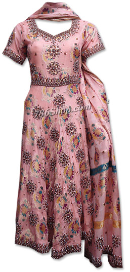  Pink Crinkle Chiffon Suit | Pakistani Dresses in USA- Image 1