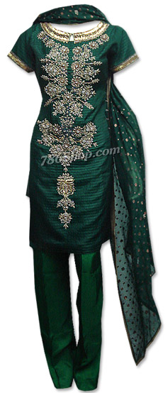  Dark Green Chiffon Suit | Pakistani Dresses in USA- Image 1