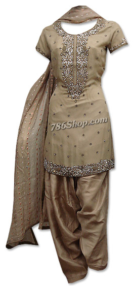  Fawn Chiffon Suit | Pakistani Dresses in USA- Image 1