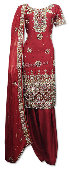 Red Silk Suit  | Pakistani Dresses in USA- Image 1
