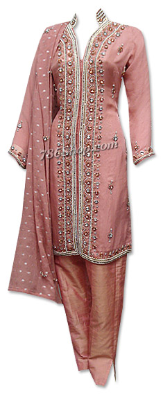  Tea Pink Crinkle Chiffon Suit | Pakistani Dresses in USA- Image 1