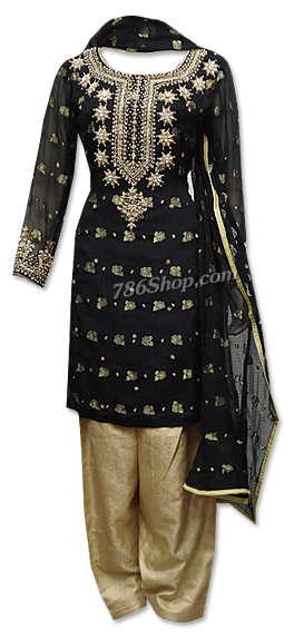  Black/Golden Chiffon Jamawar Suit  | Pakistani Dresses in USA- Image 1