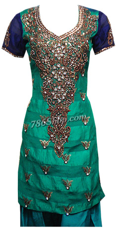  Sea Green Chiffon Suit | Pakistani Dresses in USA- Image 1