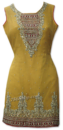  Yellow Crinkle Chiffon Suit   | Pakistani Dresses in USA- Image 1