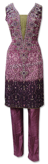  Purple Crinkle Chiffon Suit  | Pakistani Dresses in USA- Image 1