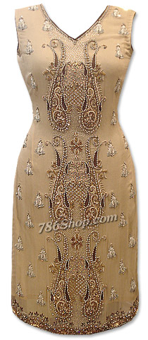  Fawn Crinkle Chiffon Suit  | Pakistani Dresses in USA- Image 1