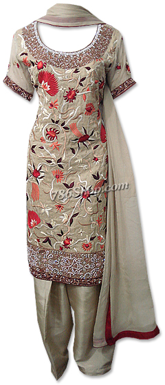  Light Golden Chiffon Suit  | Pakistani Dresses in USA- Image 1