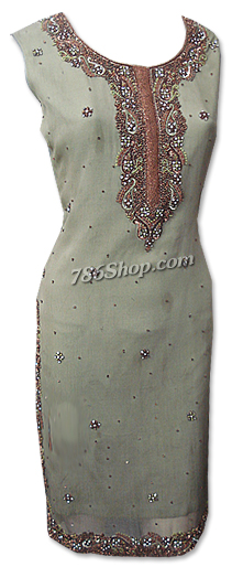  Beige Crinkle Chiffon Suit  | Pakistani Dresses in USA- Image 1