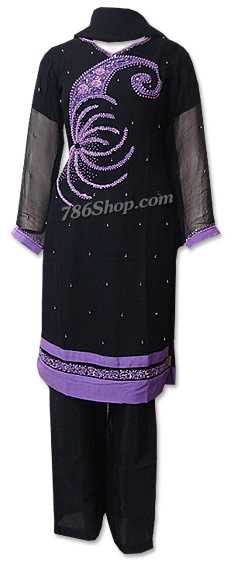  Black Chiffon Suit | Pakistani Dresses in USA- Image 1