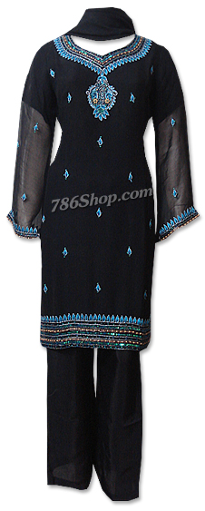  Black Chiffon Suit | Pakistani Dresses in USA- Image 1