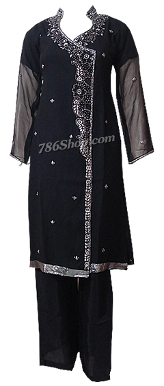  Black Chiffon Suit | Pakistani Dresses in USA- Image 1