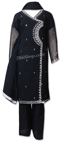  Black Chiffon Suit | Pakistani Dresses in USA- Image 1