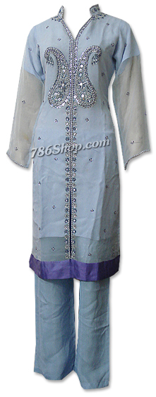  Sky Blue Chiffon Suit | Pakistani Dresses in USA- Image 1