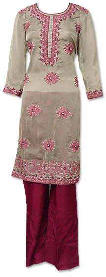  Light Green/Maroon Georgette Suit  | Pakistani Dresses in USA- Image 1