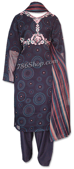  Navy Blue Crinkle Chiffon Suit | Pakistani Dresses in USA- Image 1