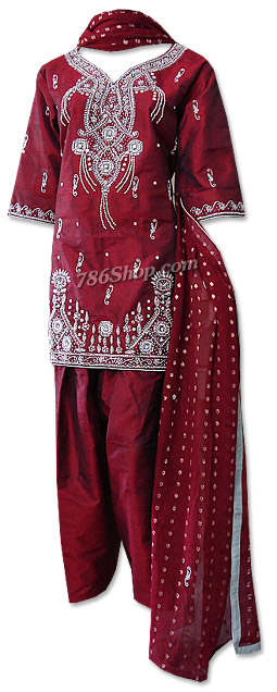  Red Silk Suit  | Pakistani Dresses in USA- Image 1