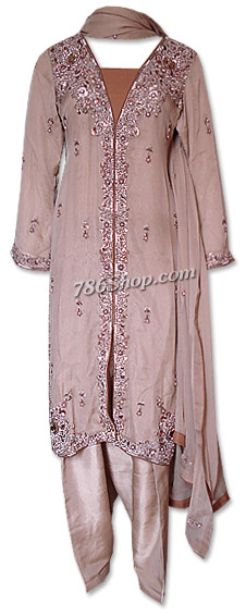  Fawn Crinkle Chiffon Suit  | Pakistani Dresses in USA- Image 1
