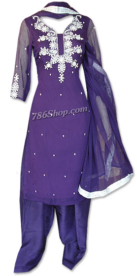  Purple Chiffon Suit  | Pakistani Dresses in USA- Image 1