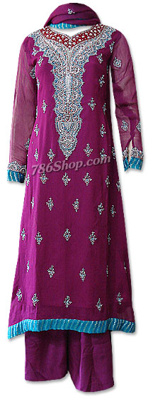  Magenta Crinkle Chiffon Suit  | Pakistani Dresses in USA- Image 1