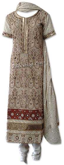  Light Golden Jamawar Suit | Pakistani Dresses in USA- Image 1