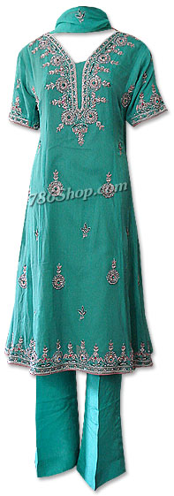  Sea Green Chiffon Suit  | Pakistani Dresses in USA- Image 1