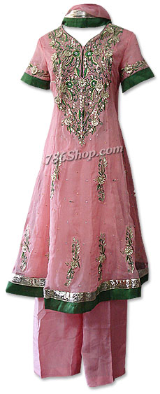  Pink Crinkle Chiffon Suit  | Pakistani Dresses in USA- Image 1