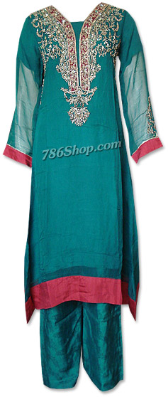  Sea Green Chiffon Suit  | Pakistani Dresses in USA- Image 1